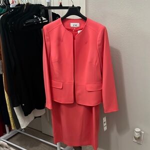 Le Suit Coral Skirt Suit Set